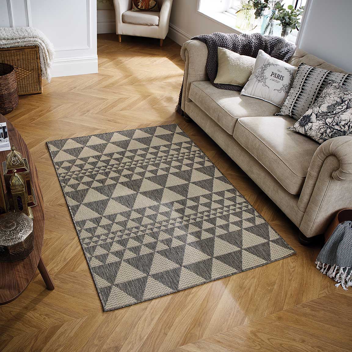 Moda Anti Slip Flatweave Rug - Prism Grey Moda Anti Slip Flatweave Rug - Prism Grey
