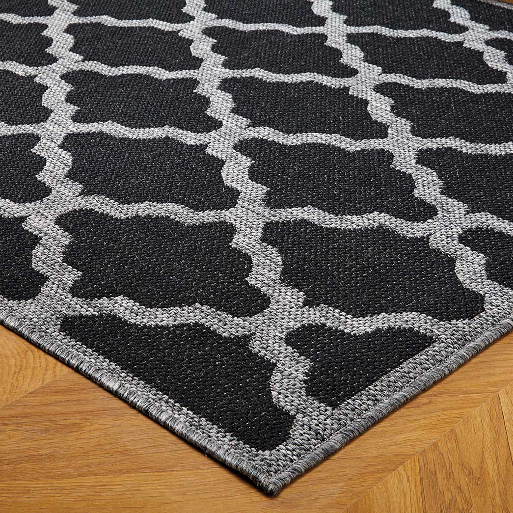 Moda Anti Slip Flatweave Runner - Trellis Black