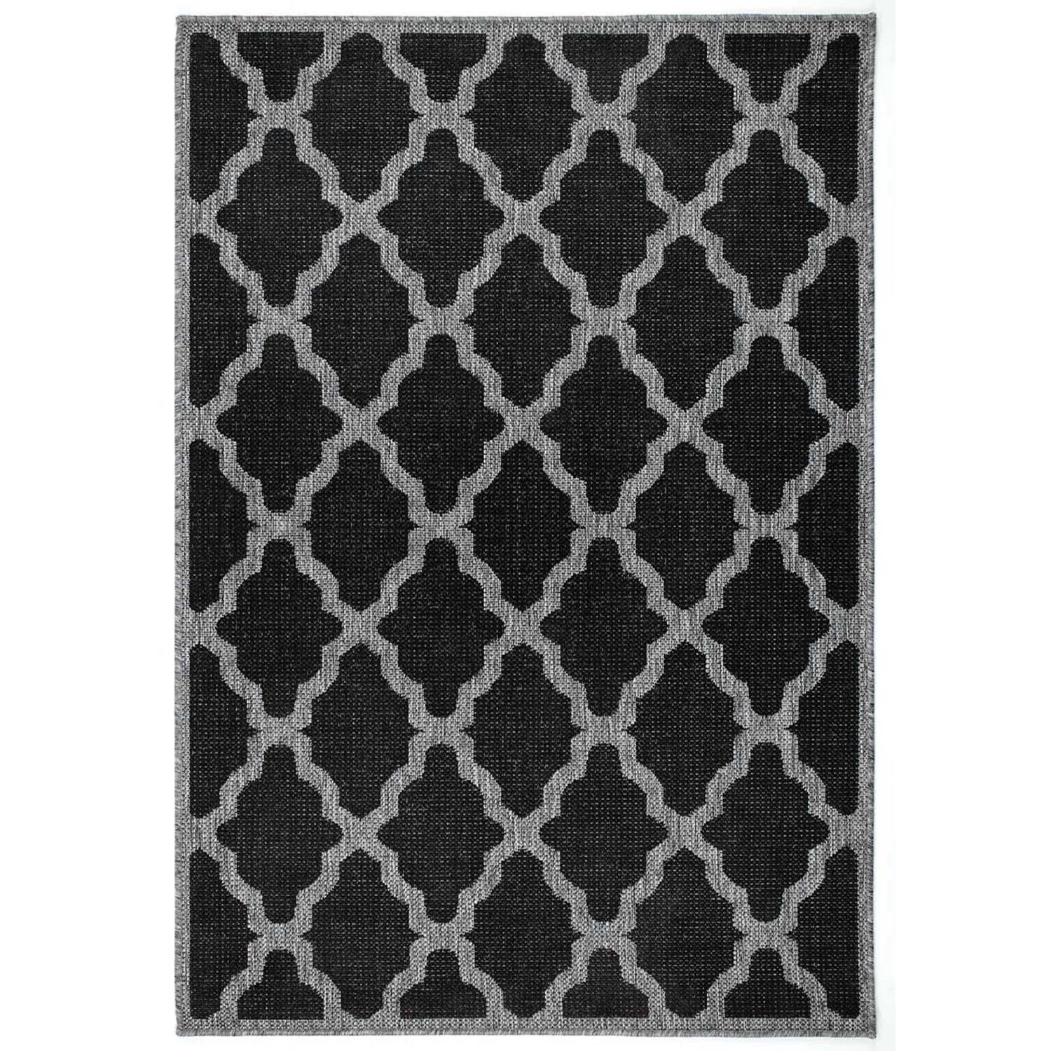 Moda Anti Slip Flatweave Rug - Trellis Black