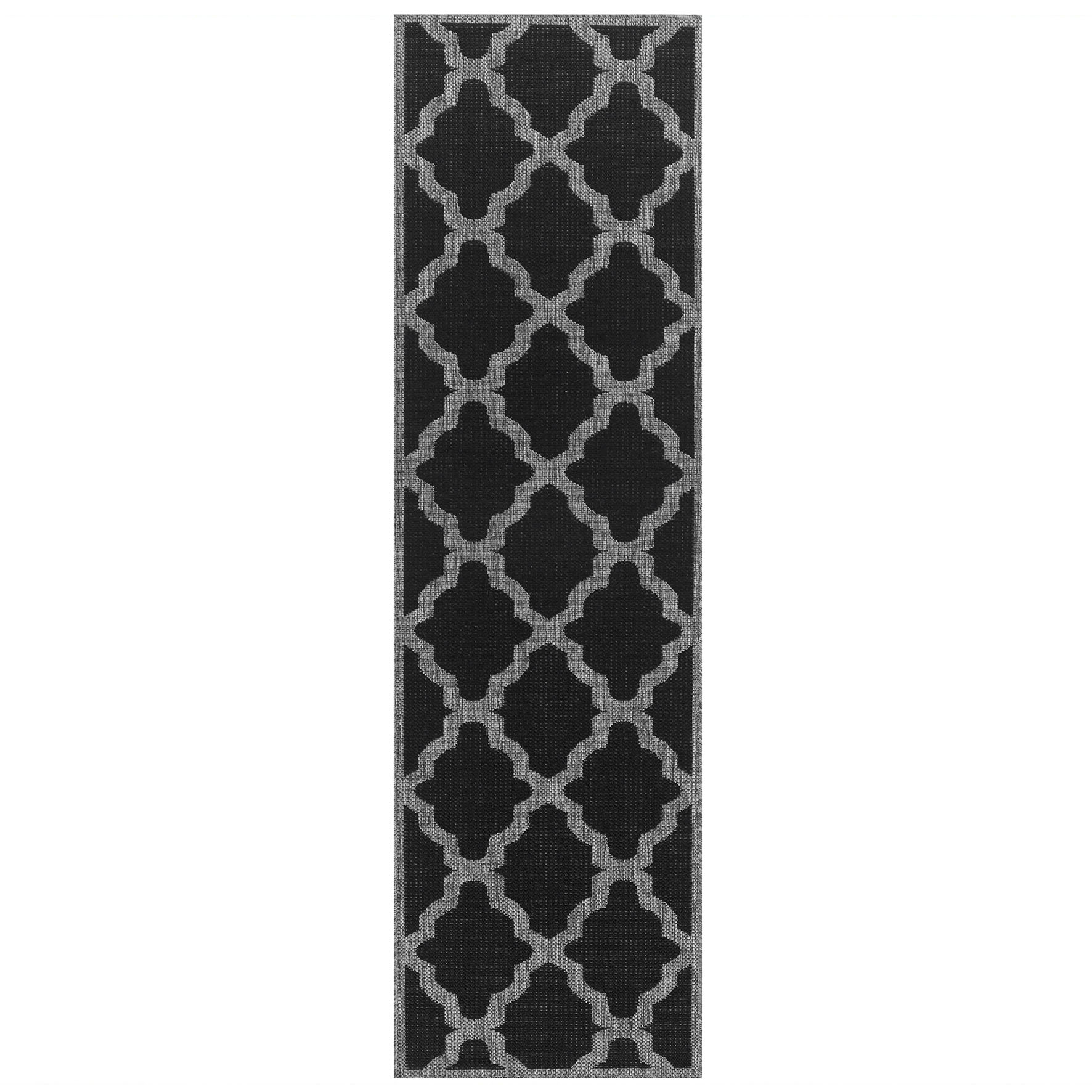Moda Anti Slip Flatweave Rug - Trellis Black Moda Anti Slip Flatweave Rug - Trellis Black