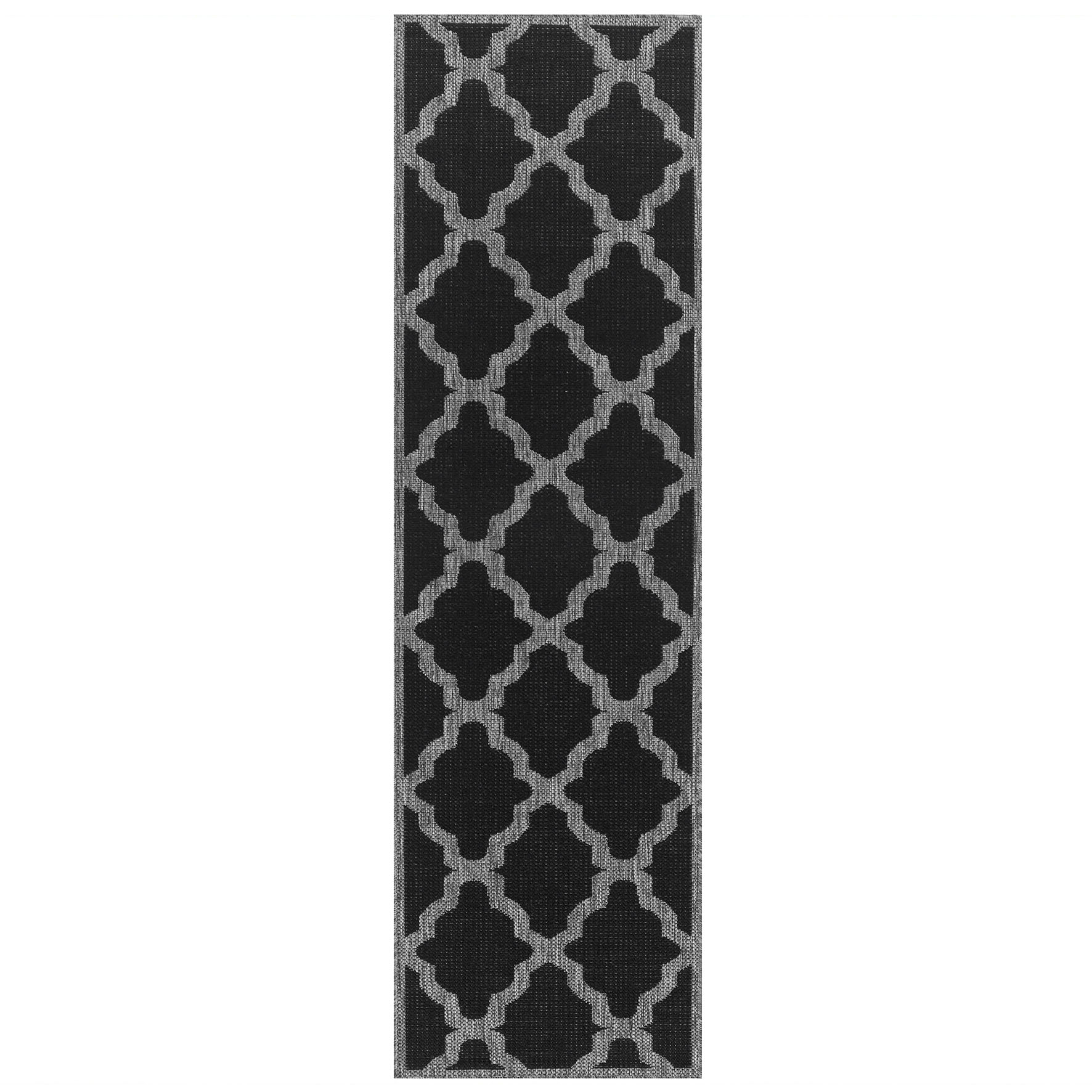 Moda Anti Slip Flatweave Rug - Trellis Black