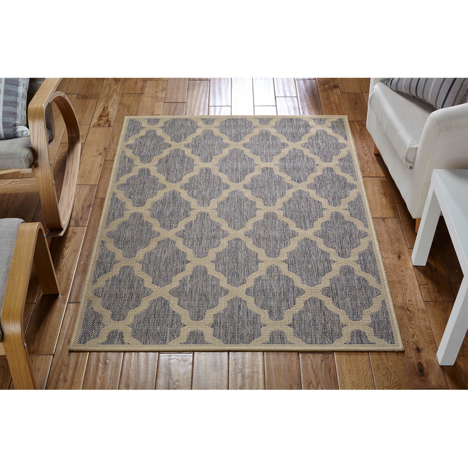 Moda Anti Slip Flatweave Rug - Trellis Grey