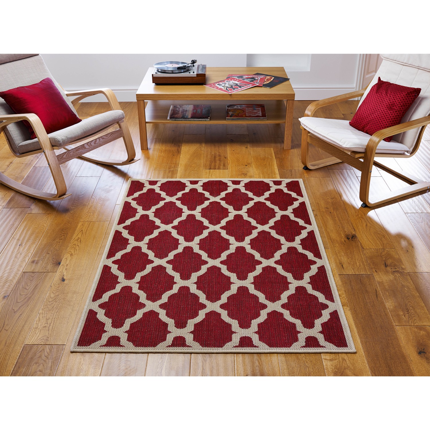 Moda Anti Slip Flatweave Rug - Trellis Red