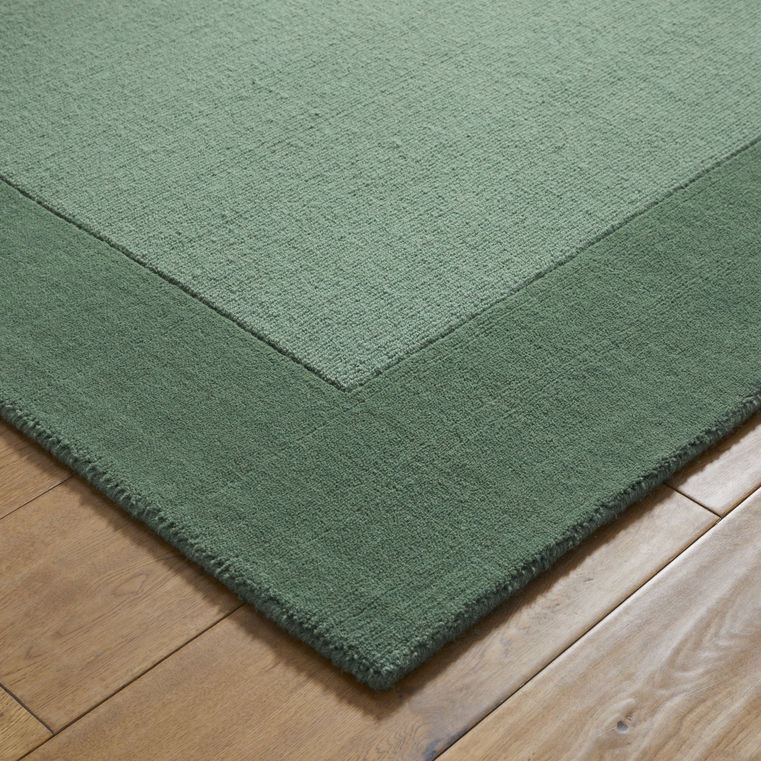 Colours Bordered Wool Rug - Green