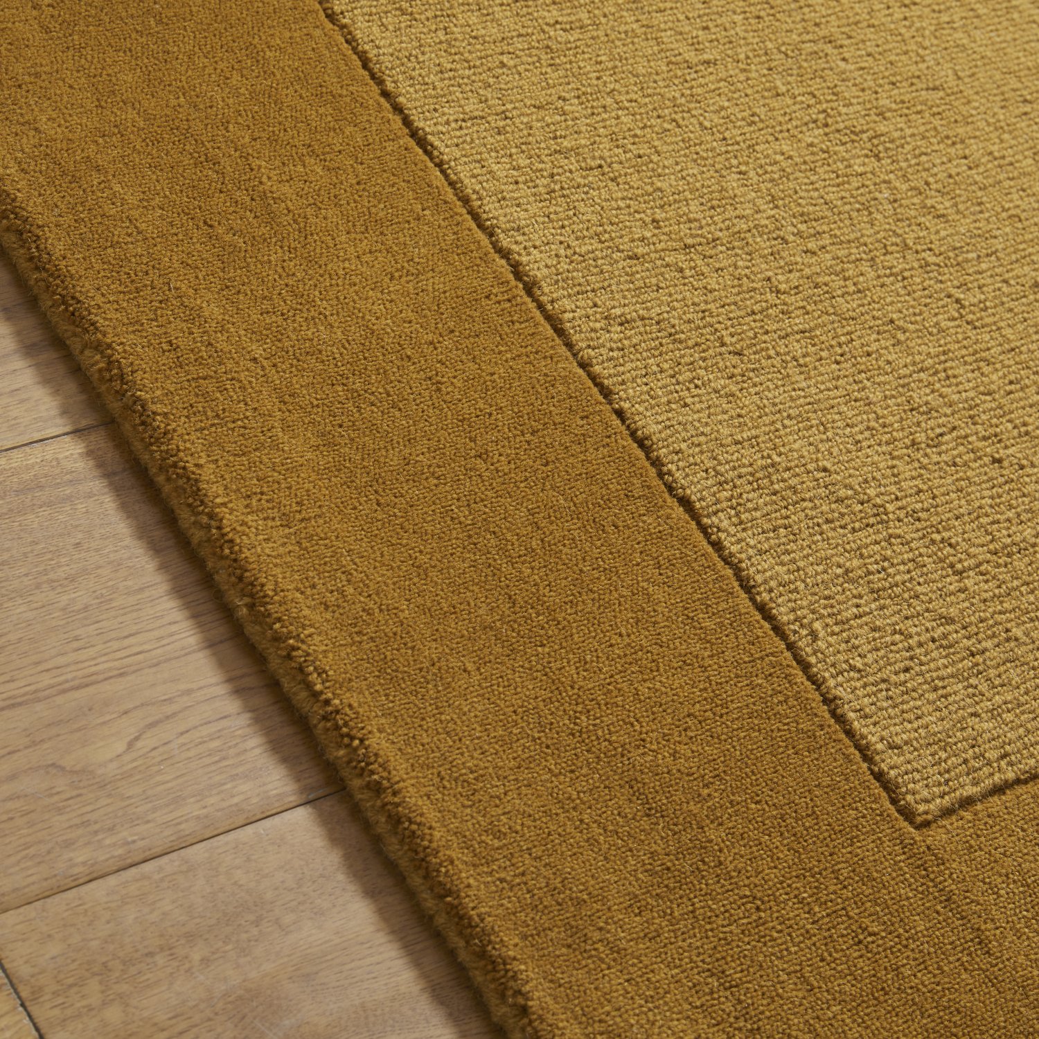 Colours Bordered Wool Rug - Mustard