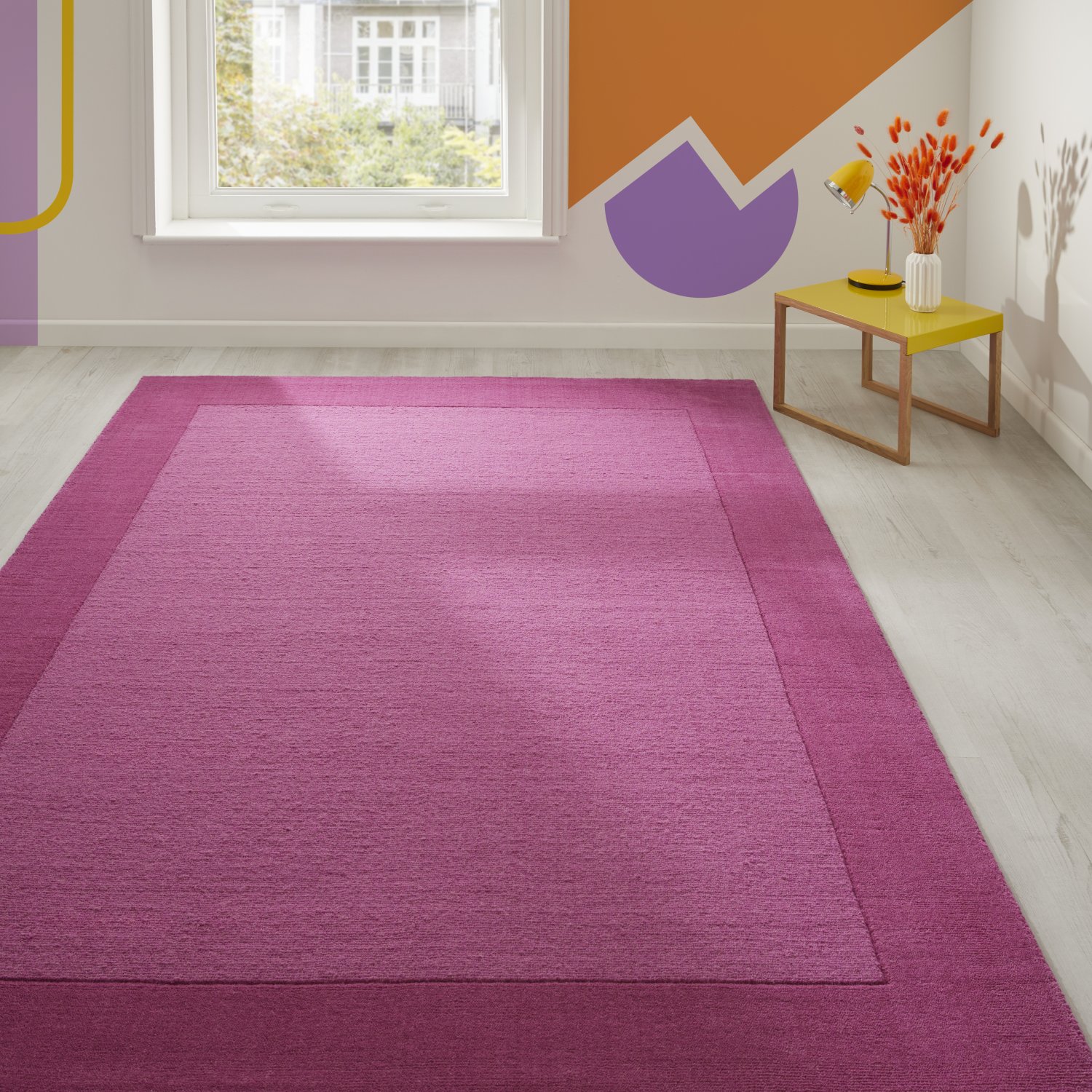 Colours Bordered Wool Rug - Pink Colours Bordered Wool Rug - Pink