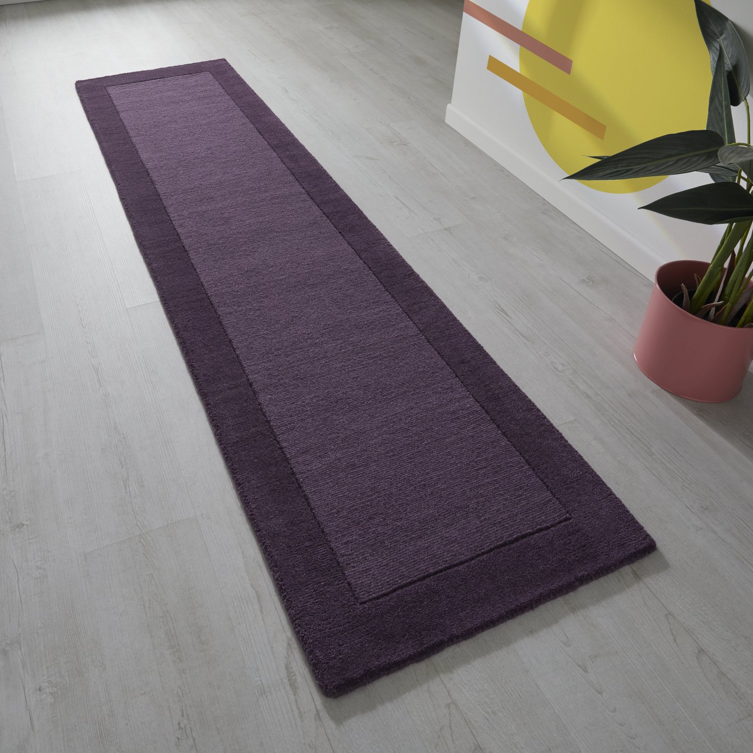 Colours Bordered Wool Runner - Purple