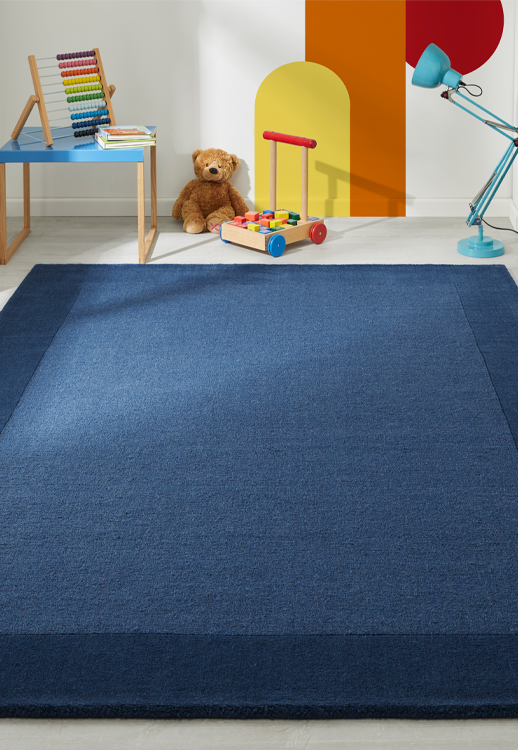 Colours Bordered Wool Rug - Blue