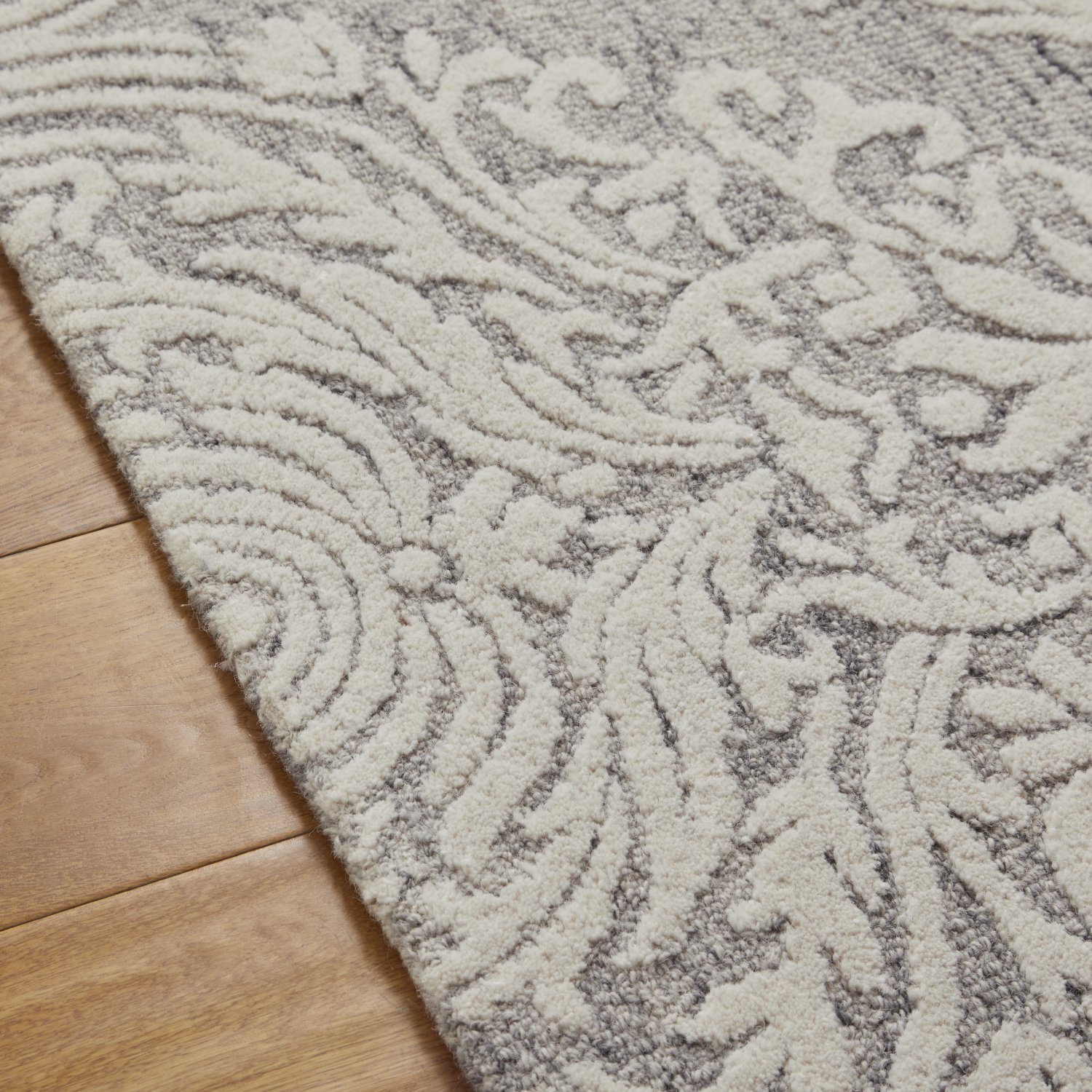 Hampton Modern Wool Rug - Damask