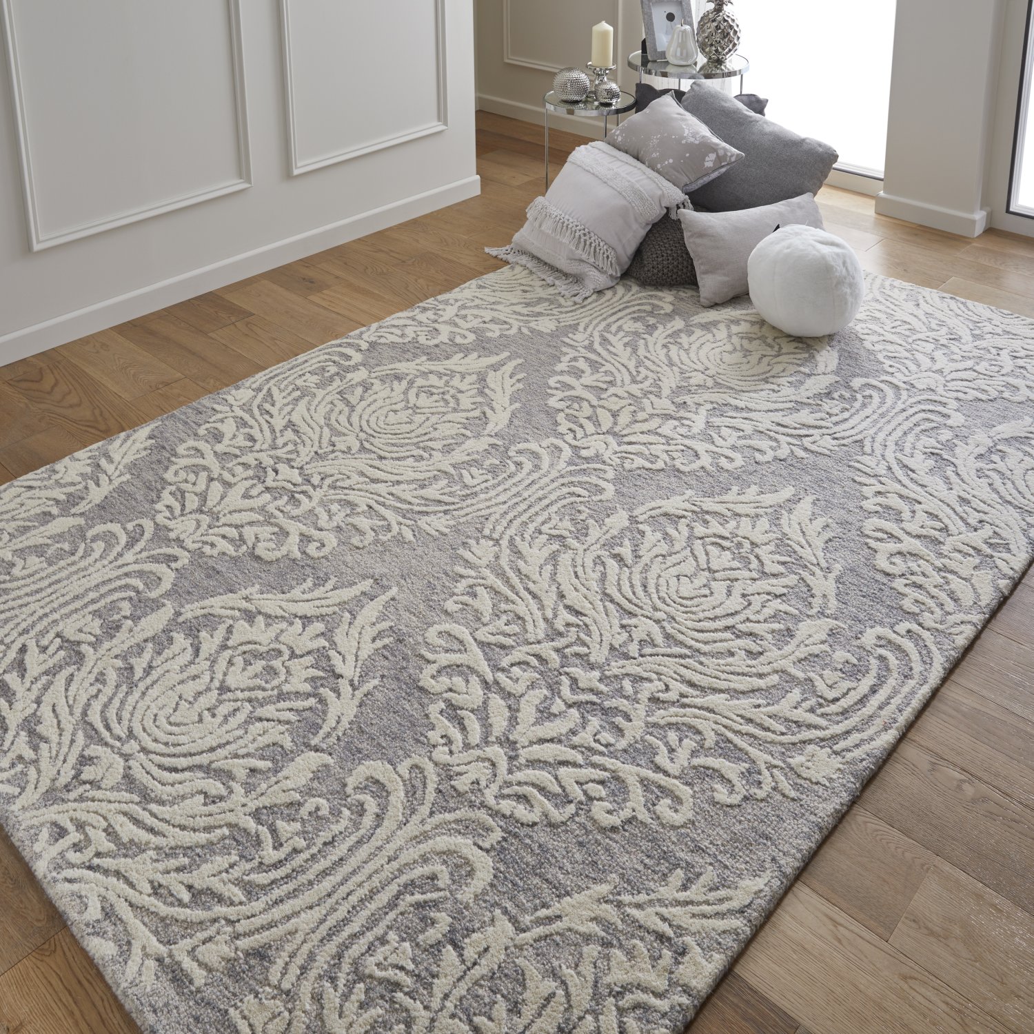 Hampton Modern Wool Rug - Damask