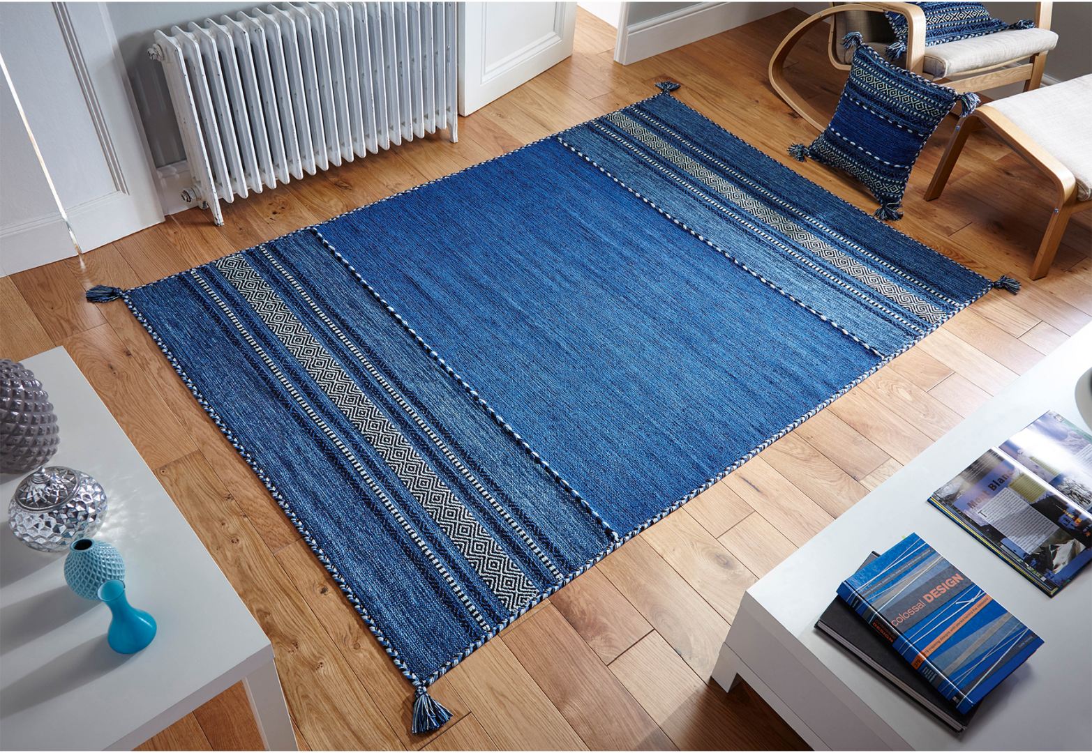 Kelim Ethnic Rug - Blue Kelim Ethnic Rug - Blue