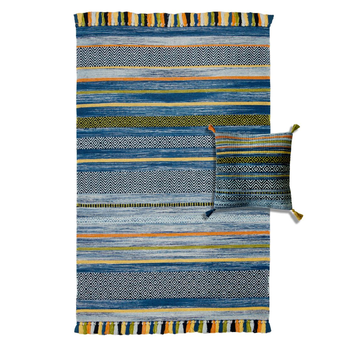 Kelim Ethnic Rug - Blue Stripe
