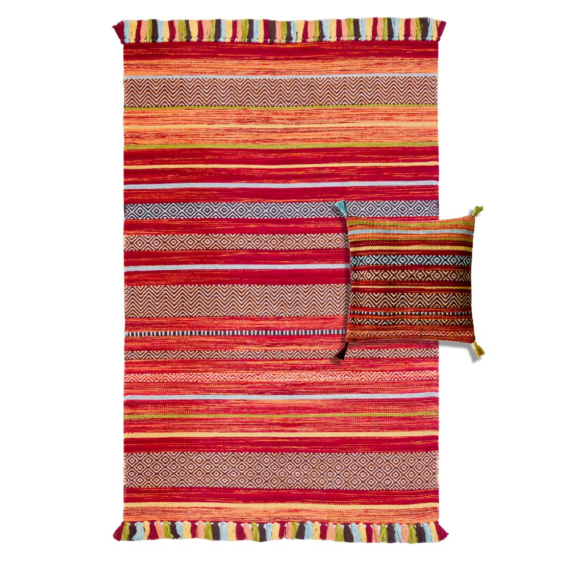 Kelim Ethnic Rug - Red Stripe