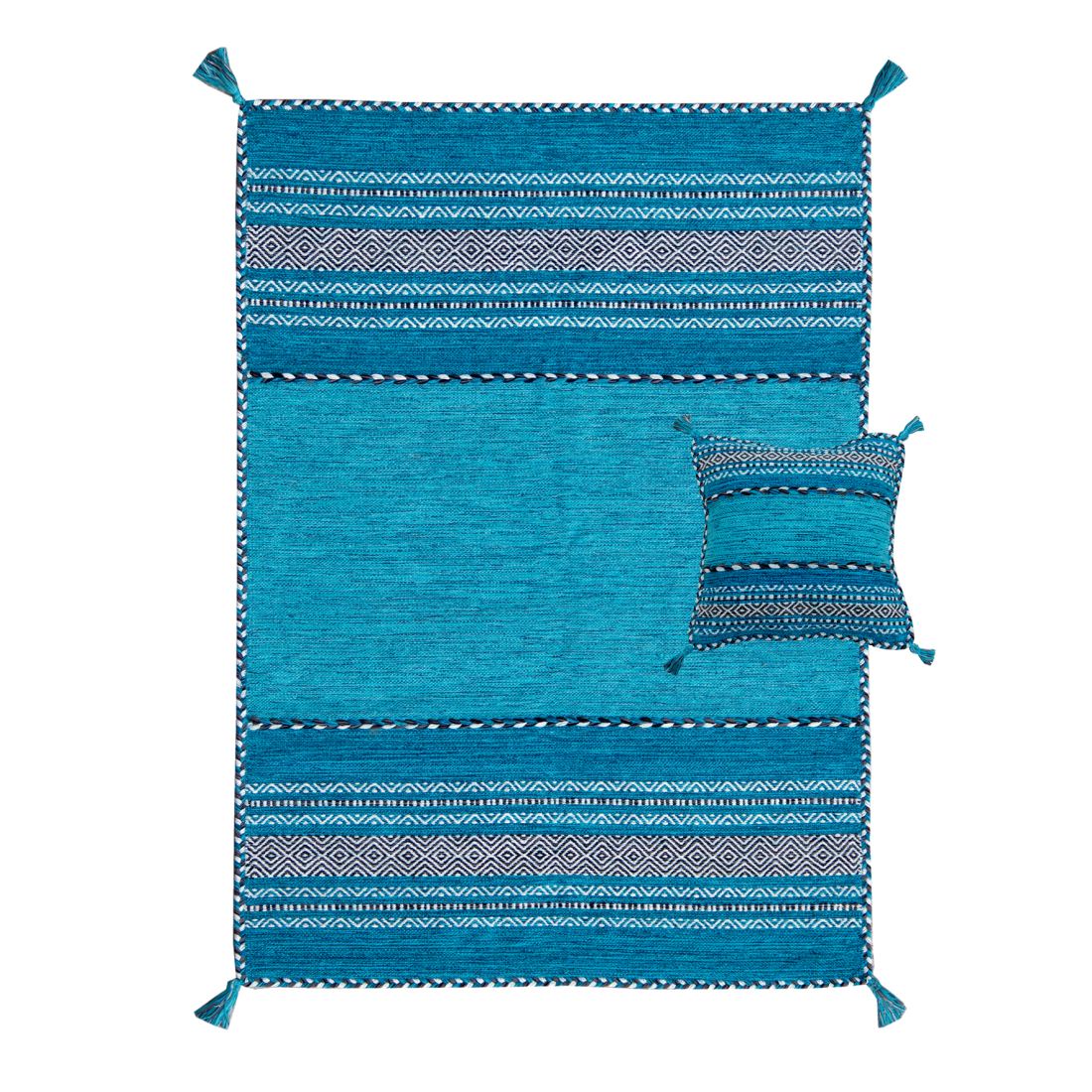 Kelim Ethnic Rug - Teal Kelim Ethnic Rug - Teal