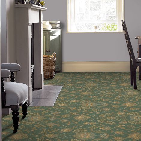 Renaissance Patterned Wool Carpet - Green Palmette Renaissance Patterned Wool Carpet - Green Palmette