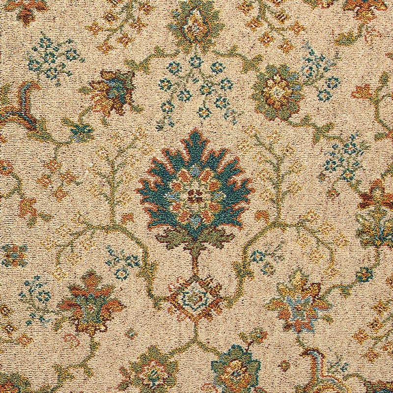 Renaissance Patterned Wool Carpet - Ivory Palmette
