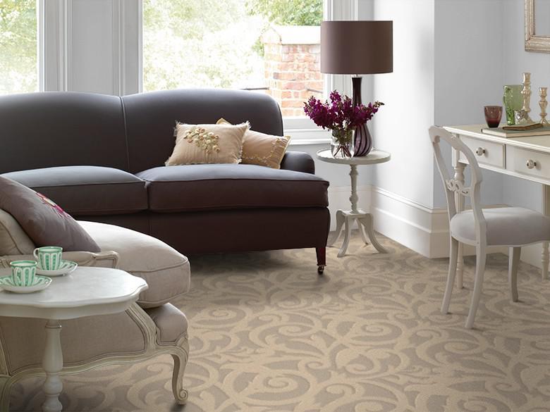 Timorous Beasties Patterned Wool Carpet - Oyster Atholl Gardens Timorous Beasties Patterned Wool Carpet - Oyster Atholl Gardens