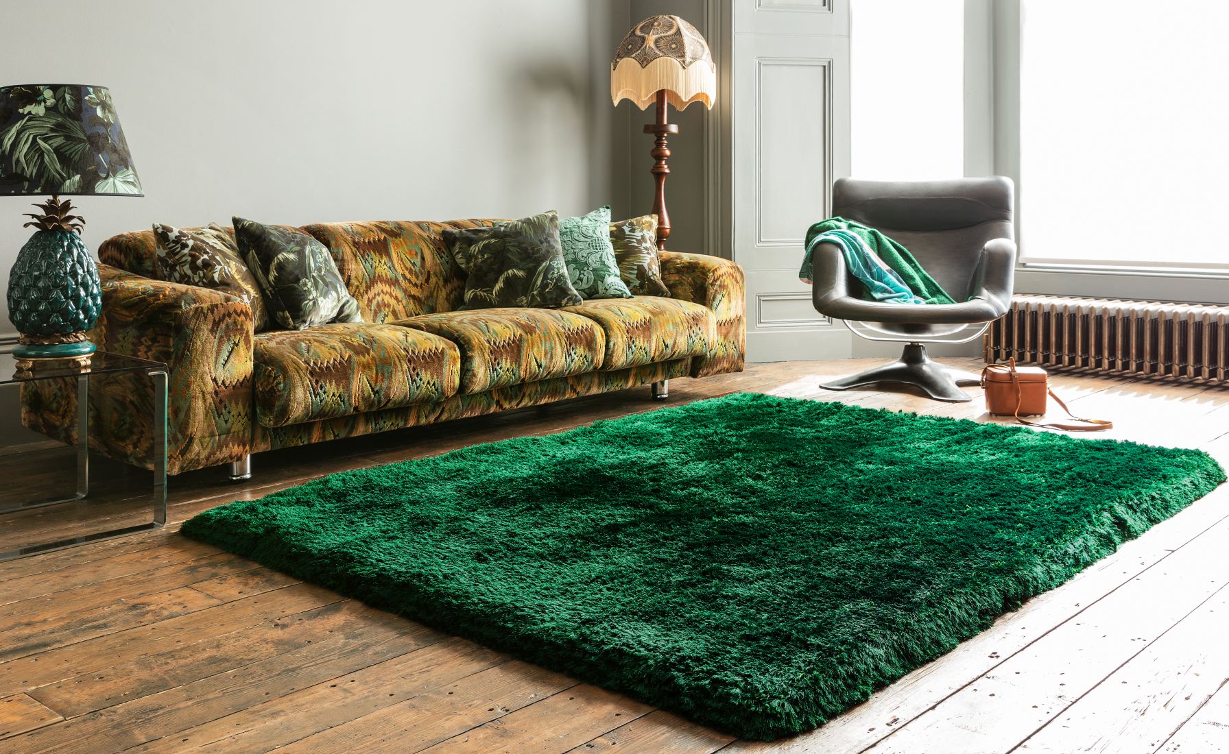 Plush Ultimate Shaggy Silk Rug - Emerald