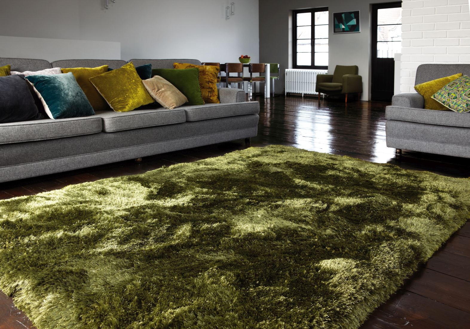 Plush Ultimate Shaggy Silk Rug - Green Plush Ultimate Shaggy Silk Rug - Green
