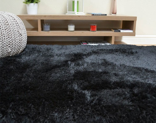 Plush Ultimate Shaggy Silk Rug - Black