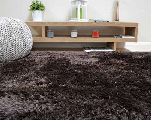 Plush Ultimate Shaggy Silk Rug - Dark Chocolate