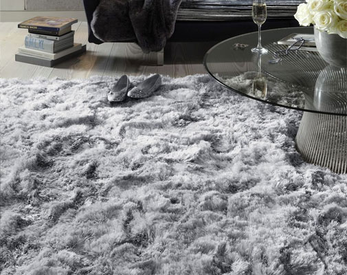 Plush Ultimate Shaggy Silk Rug - Silver