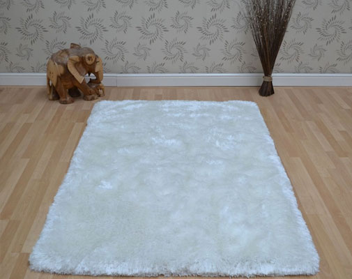 Plush Ultimate Shaggy Silk Rug - White