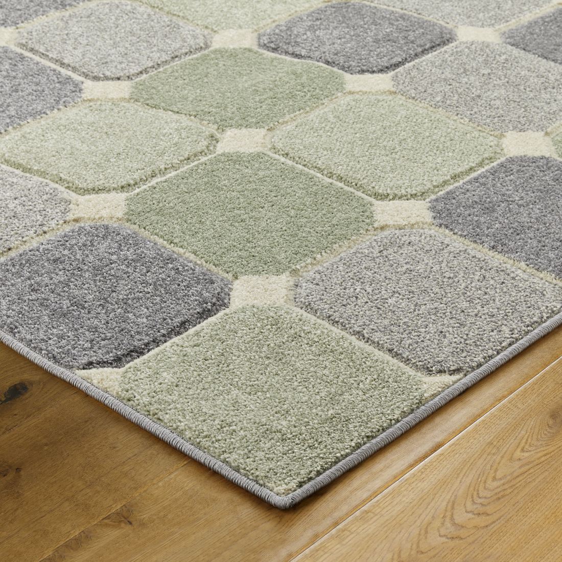 Portland Geometric Rug - 172G Grey Mint Cream