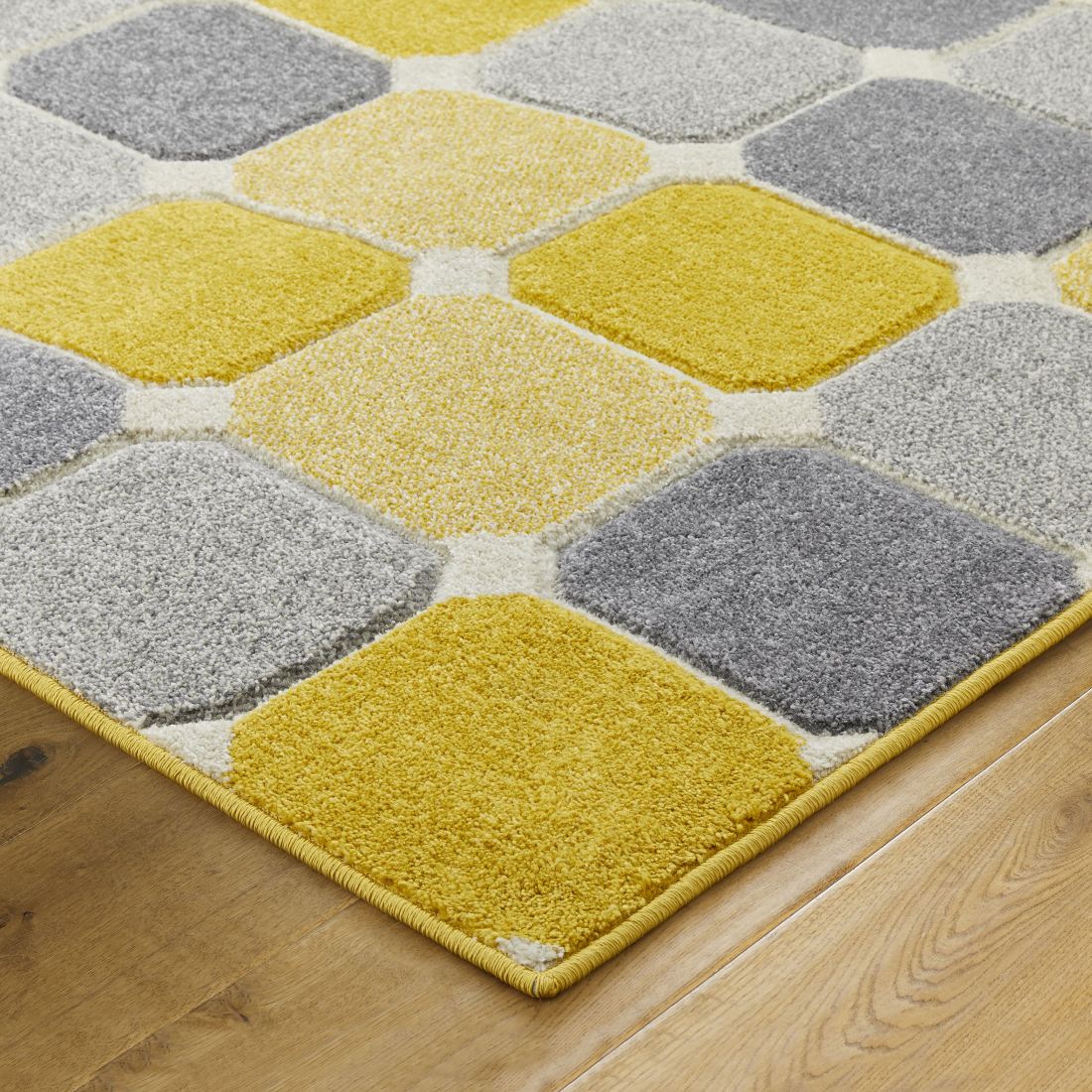 Portland Geometric Rug - 172j Grey Yellow Cream