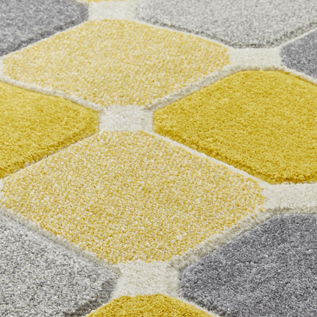 Portland Geometric Rug - 172j Grey Yellow Cream