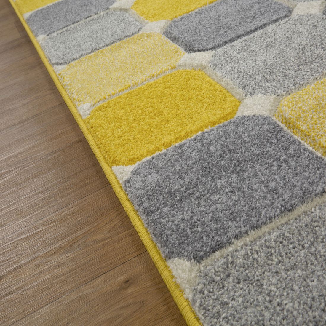 Portland Geometric Rug - 172j Grey Yellow Cream