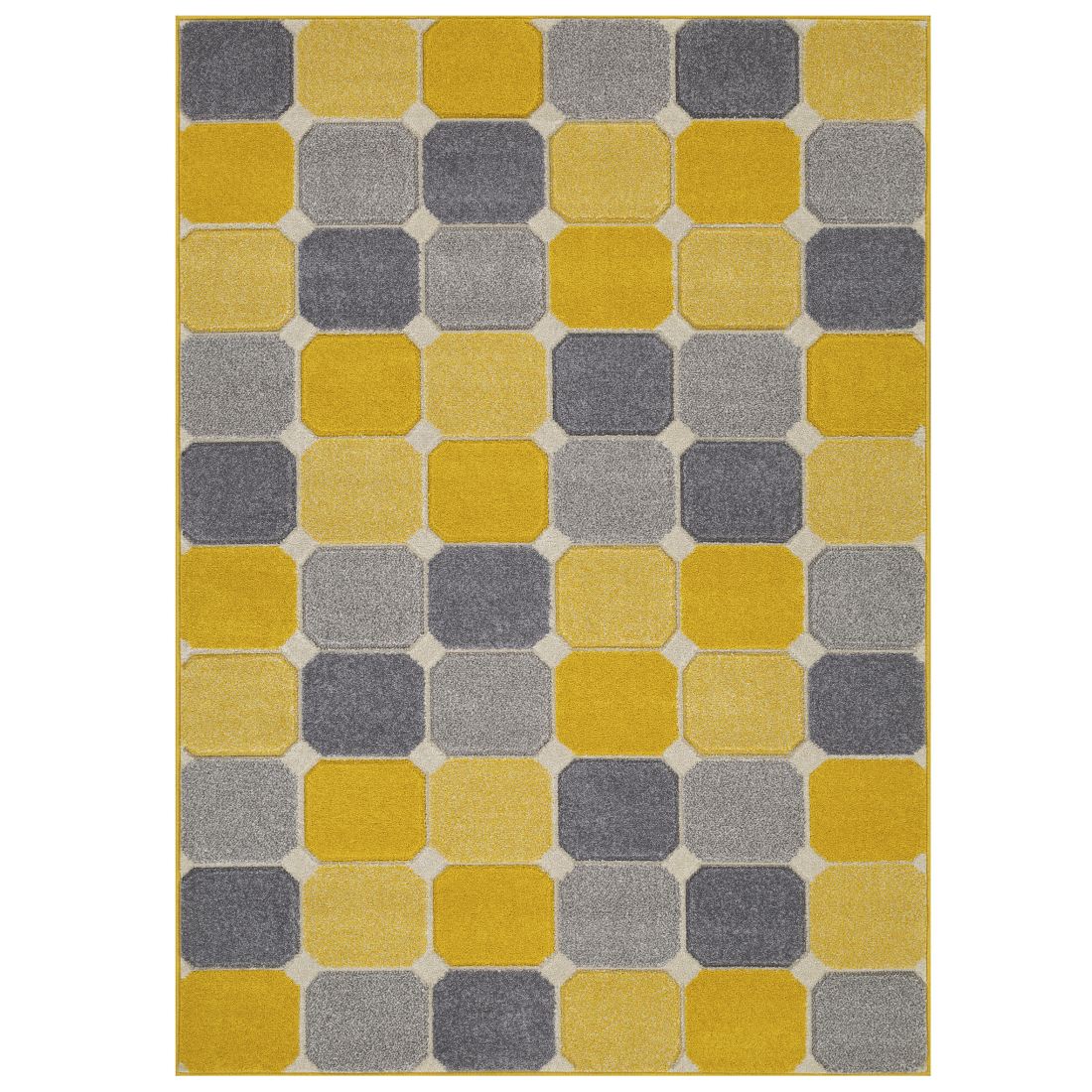 Portland Geometric Rug - 172j Grey Yellow Cream