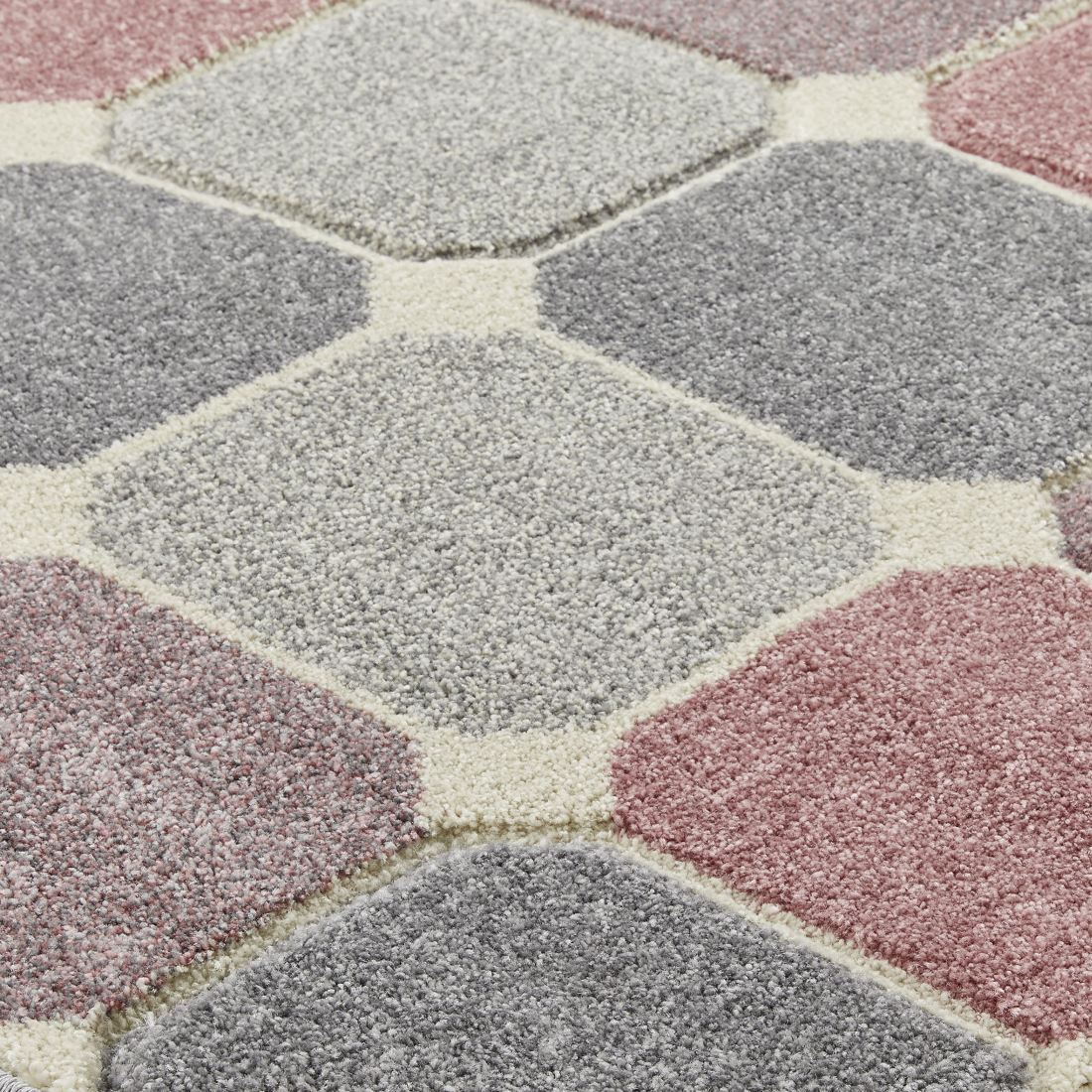 Portland Geometric Rug - 172P Grey Pink Cream