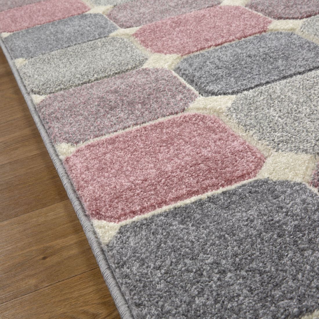 Portland Geometric Runner - 172P Grey Pink Cream