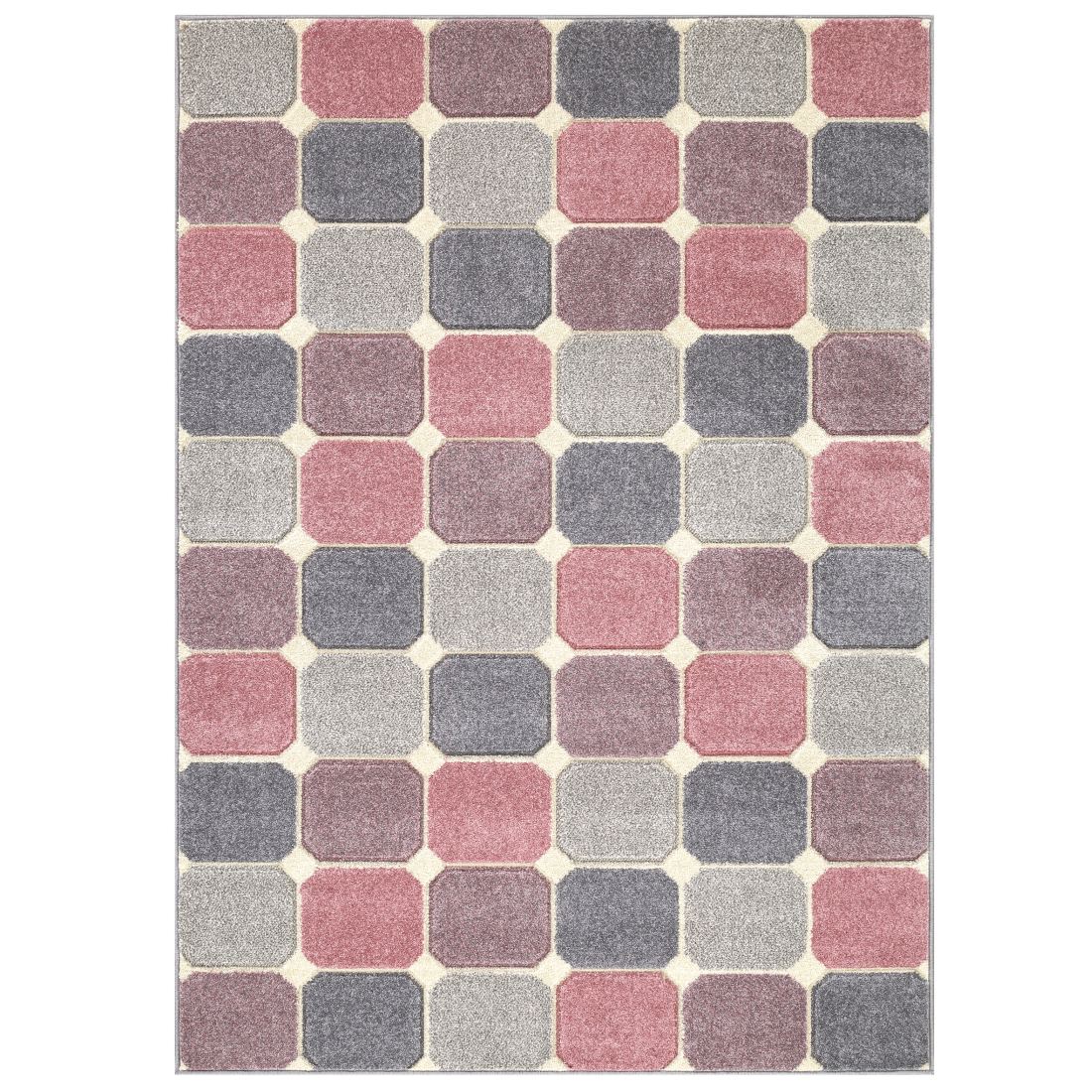 Portland Geometric Rug - 172P Grey Pink Cream Portland Geometric Rug - 172P Grey Pink Cream