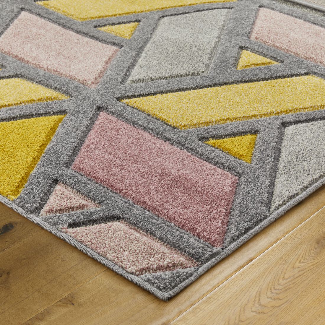 Portland Geometric Rug - 5153U Grey Pink Yellow