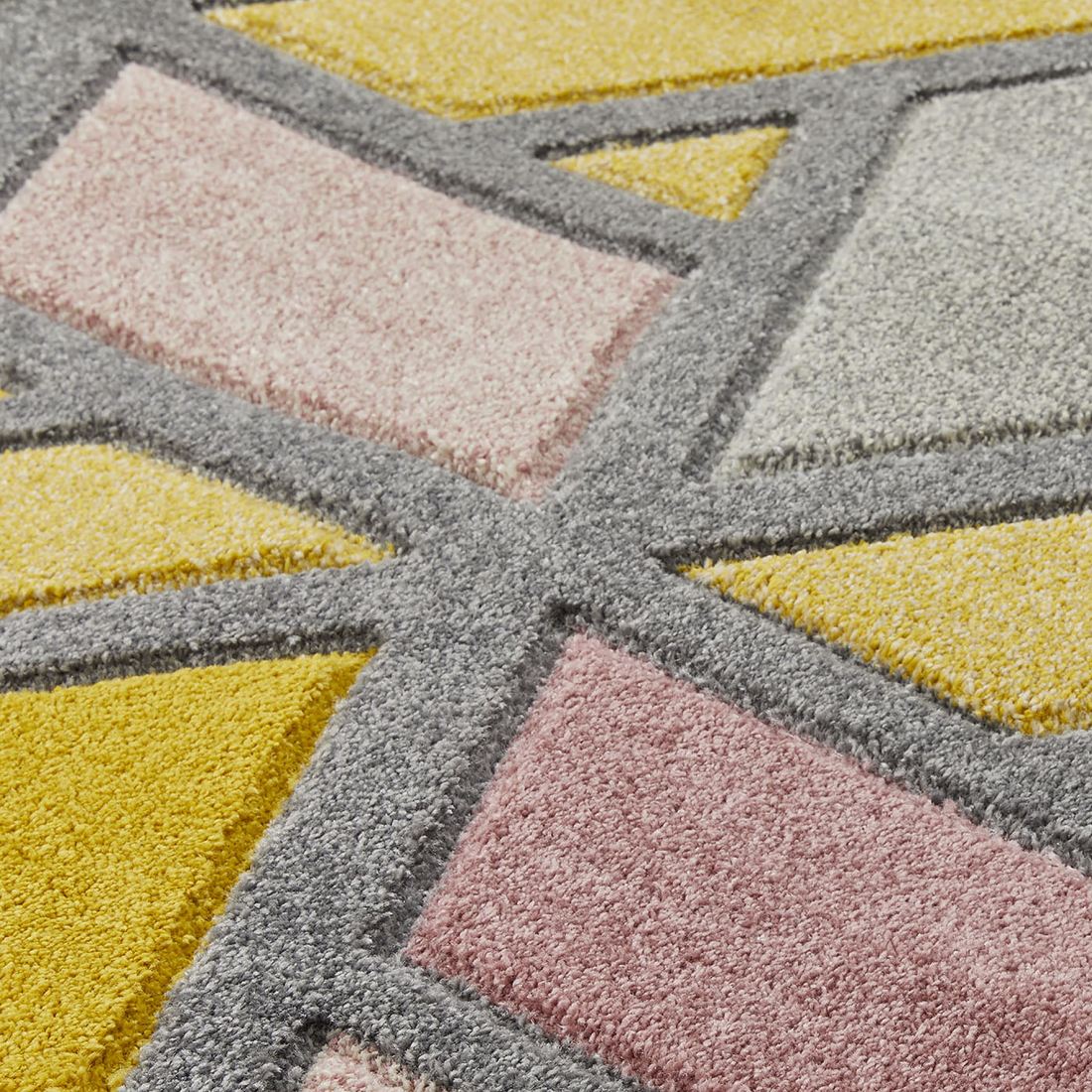 Portland Geometric Runner - 5153U Grey Pink Yellow