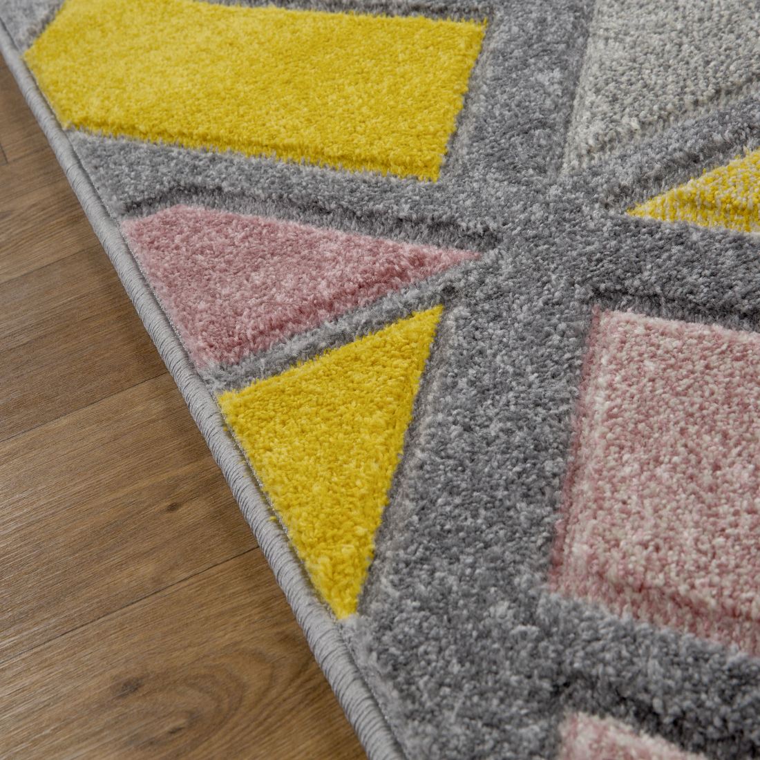 Portland Geometric Runner - 5153U Grey Pink Yellow