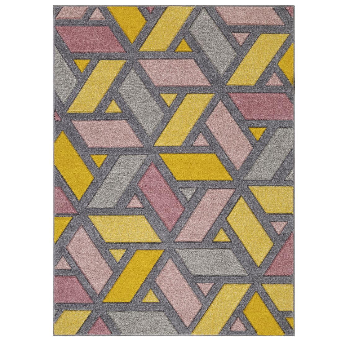 Portland Geometric Rug - 5153U Grey Pink Yellow