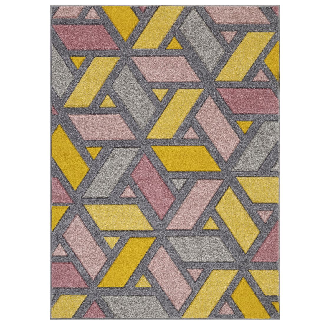 Portland Geometric Rug - 5153U Grey Pink Yellow Portland Geometric Rug - 5153U Grey Pink Yellow