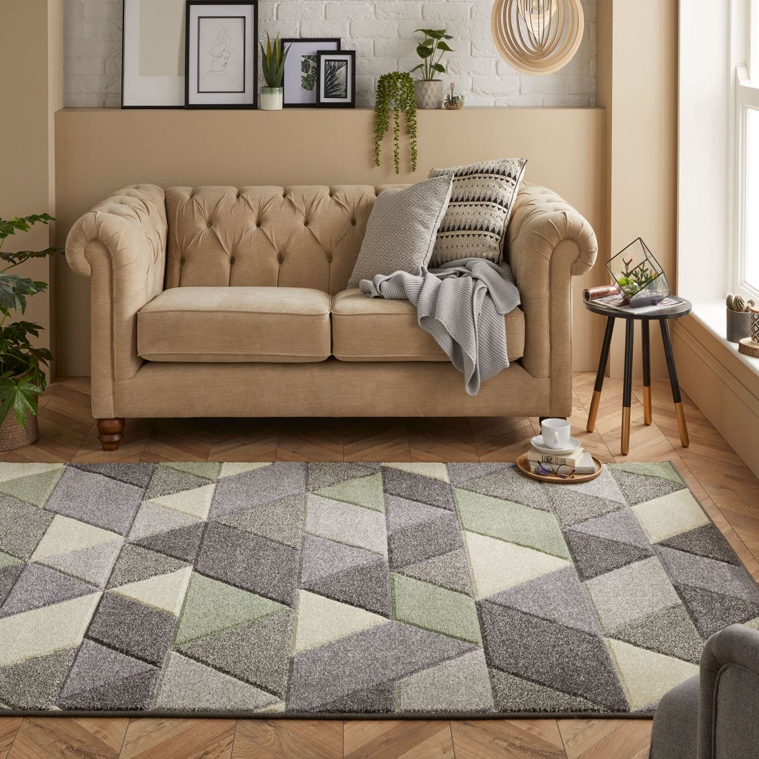 Portland Geometric Rug - 670V Grey Mint Cream
