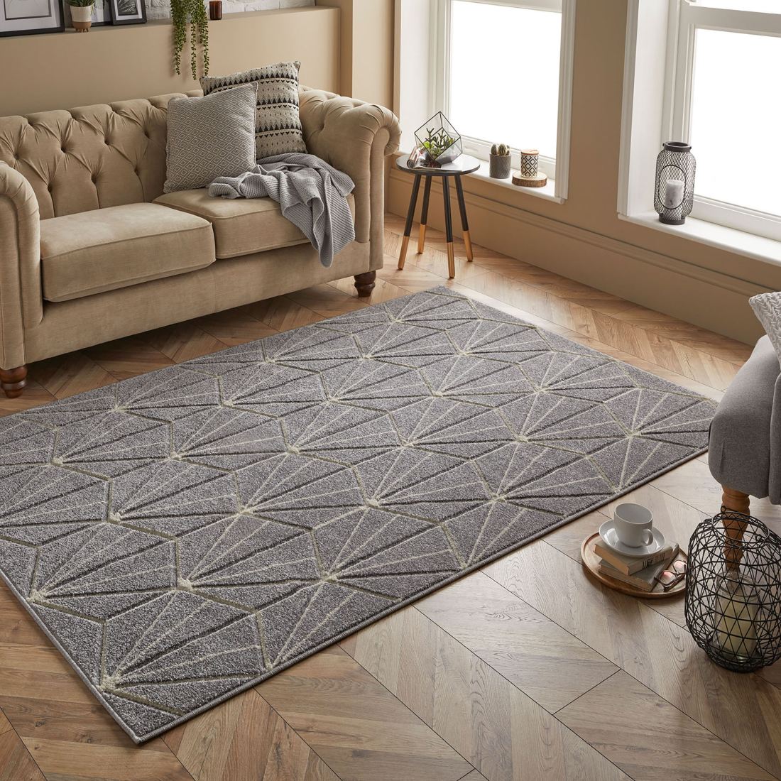 Portland Geometric Rug - 750N Grey