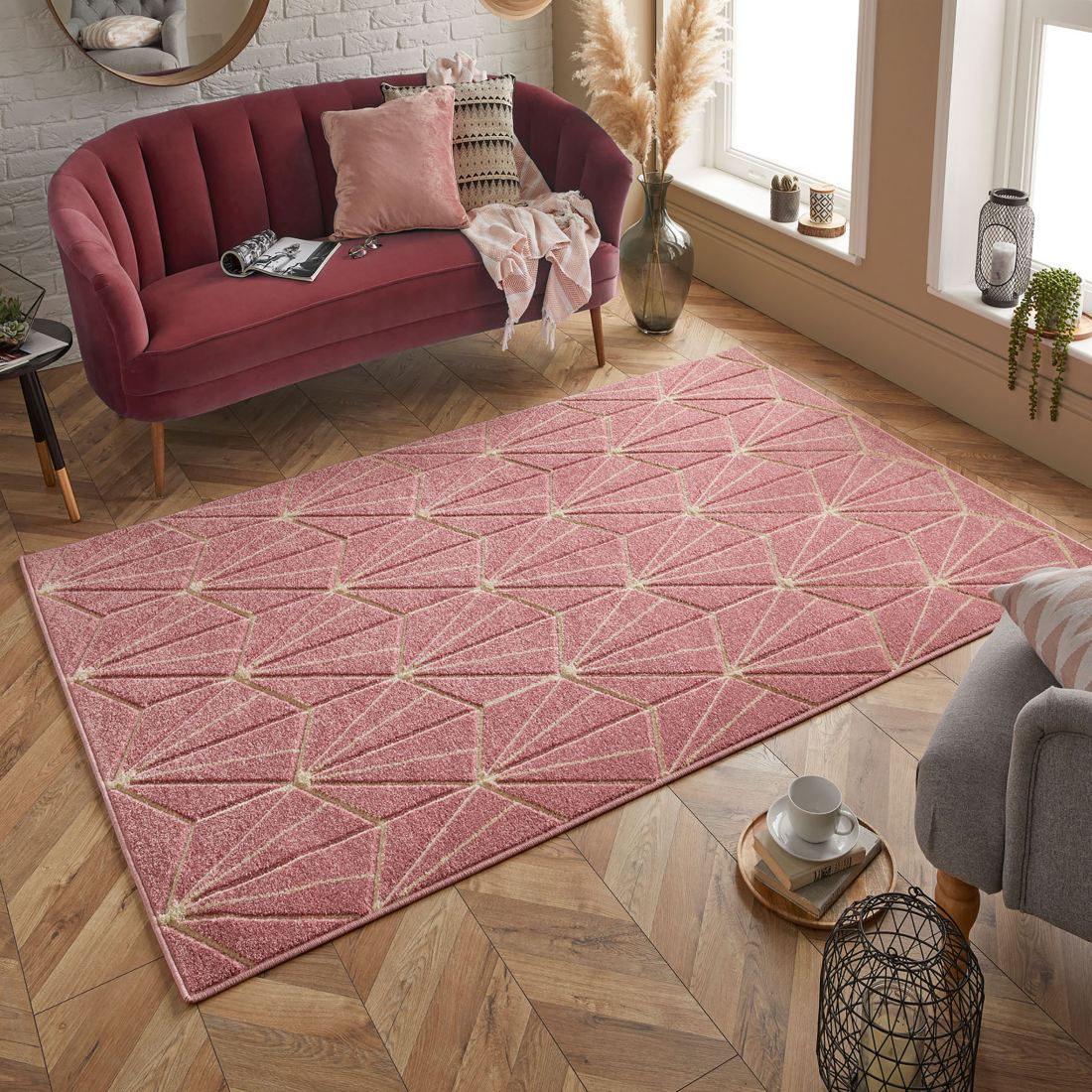 Portland Geometric Rug - 750P Pink