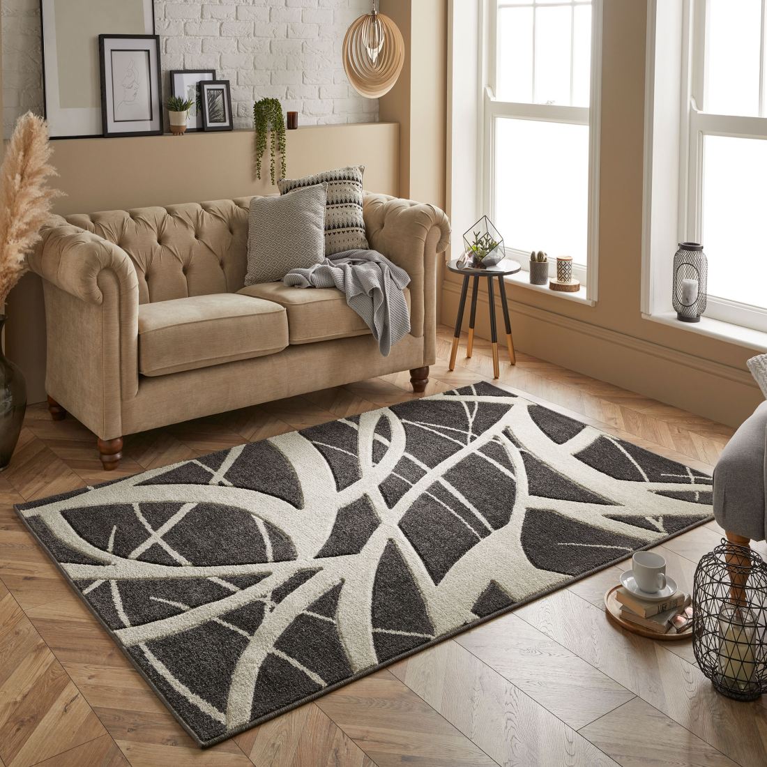 Portland Modern Rug - 57E Black Cream Portland Modern Rug - 57E Black Cream