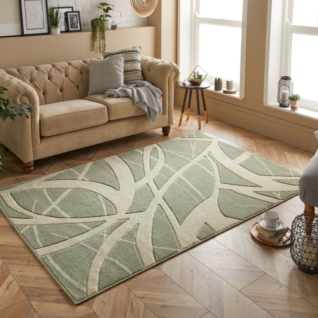 Portland Modern Rug - 57G Green Cream Portland Modern Rug - 57G Green Cream
