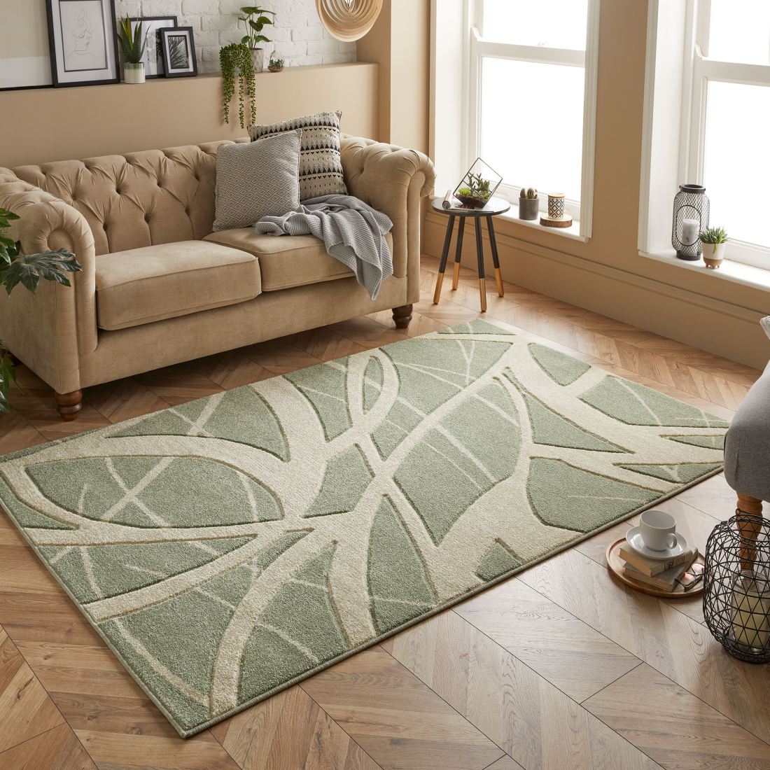 Portland Modern Rug - 57G Green Cream