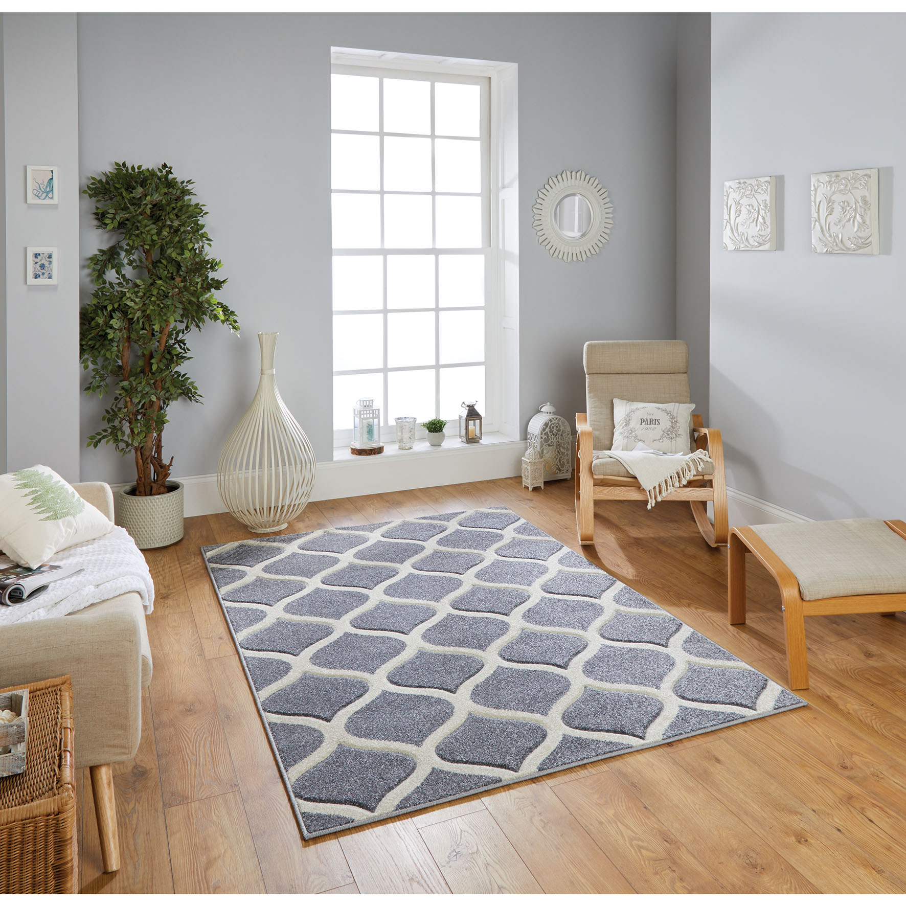 Portland Trellis Rug - 1095 Grey