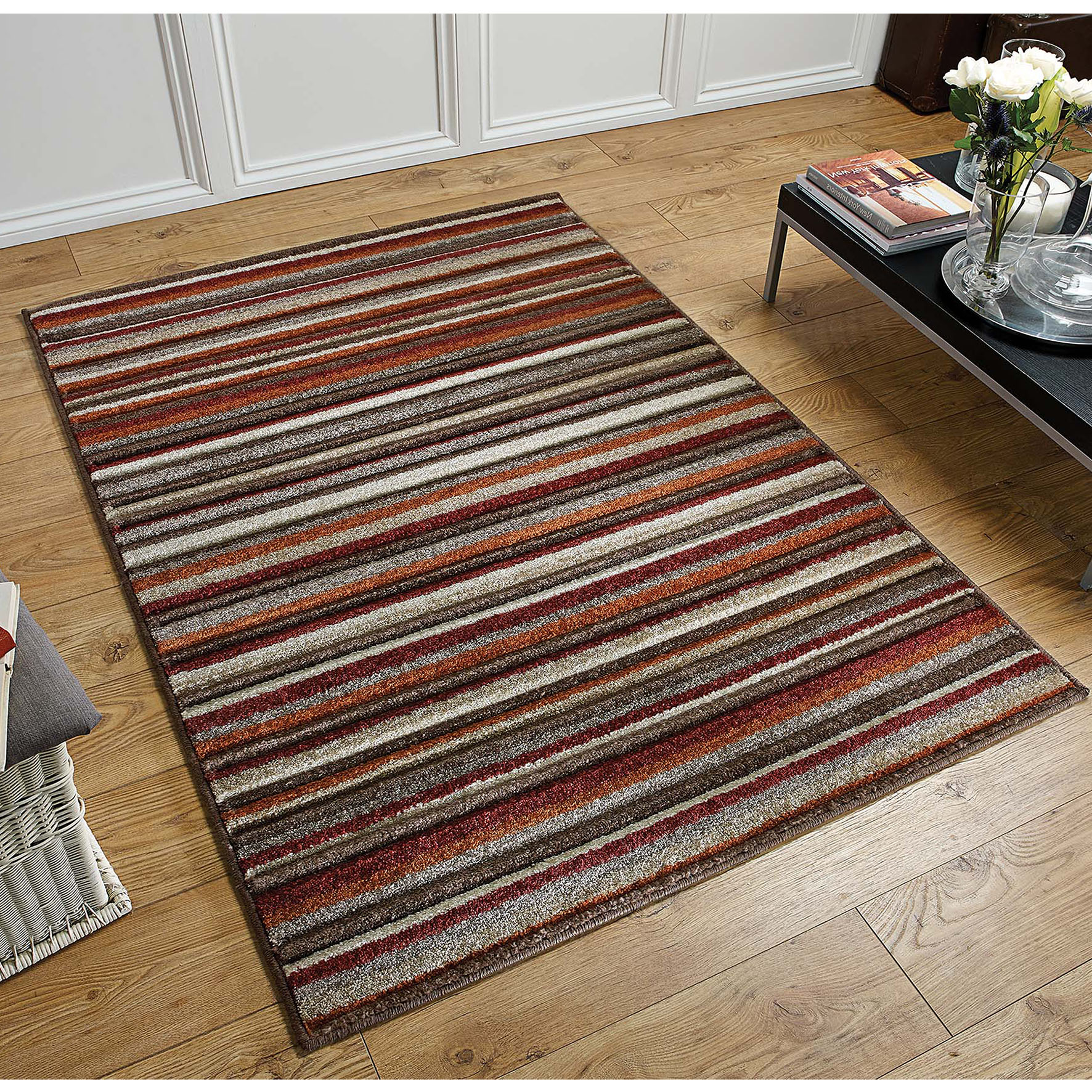 Portland Striped Rug - 2525N Orange Multi