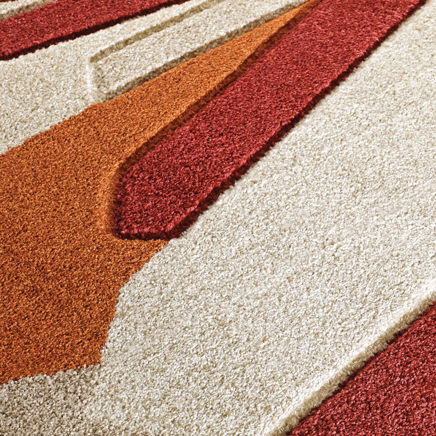 Portland Abstract Rug - 3337E Red Orange Beige