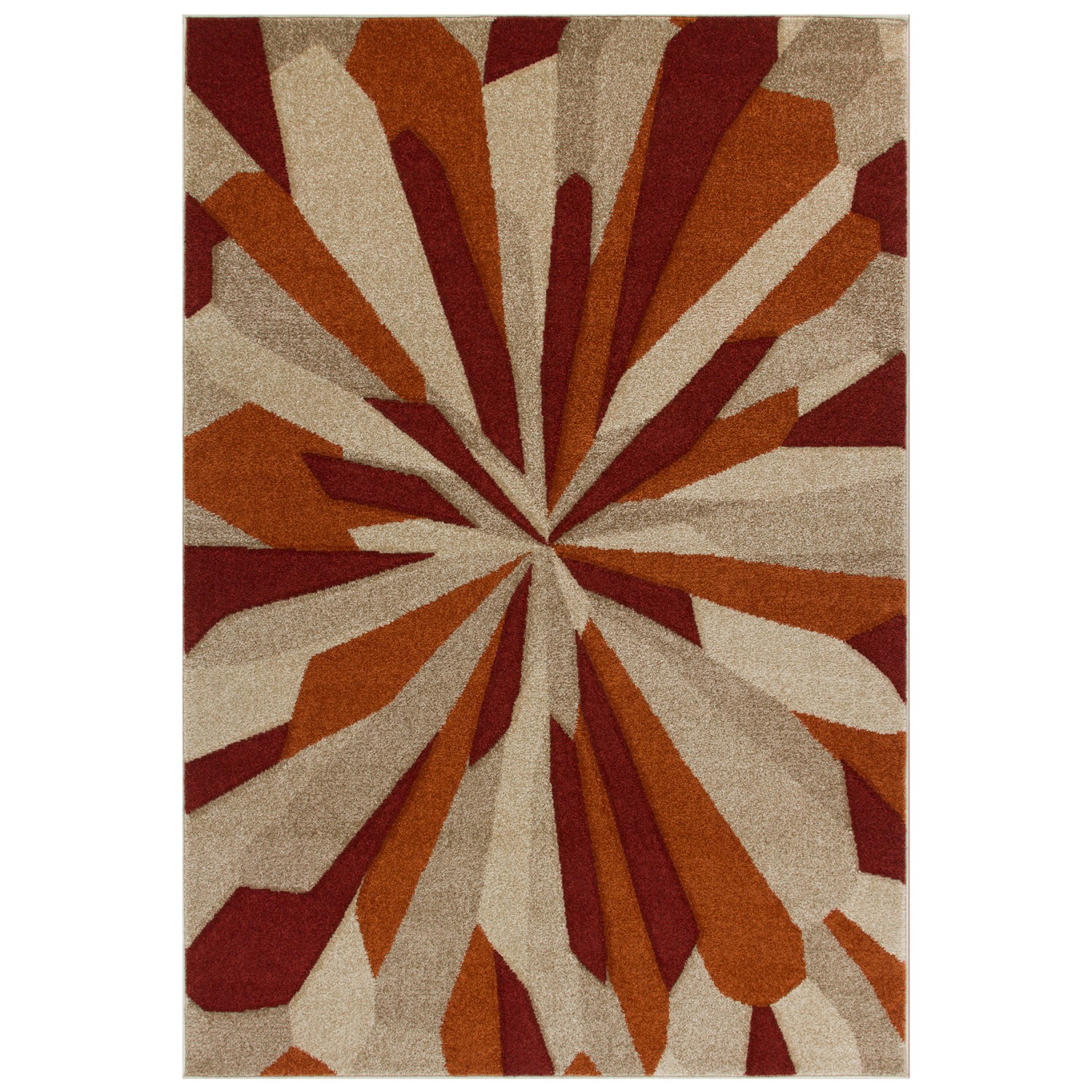 Portland Abstract Rug - 3337E Red Orange Beige